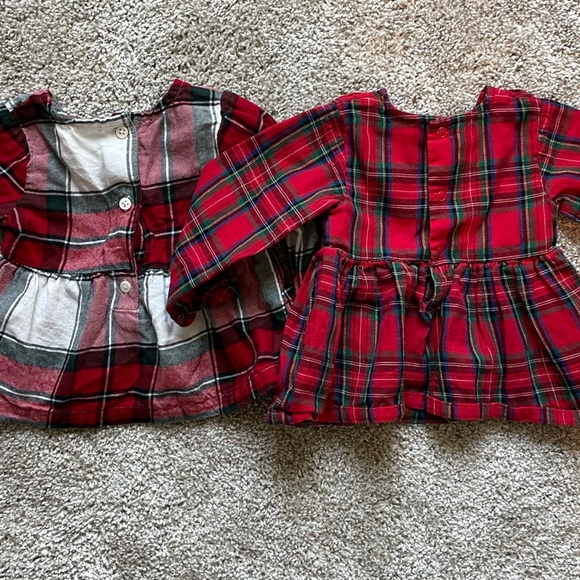 Baby girl Carters holiday tops plaid Christmas blouses long sleeve size 9 months - Picture 8 of 10